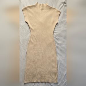 Seamless Mock Neck Sweater Knit Midi Dress Size M